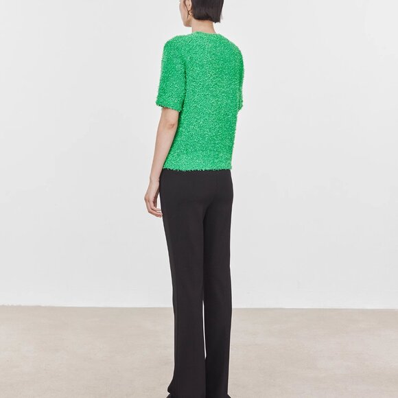 CHICJOC Luxe Italian Butterfly Yarn Green Cardigan size 38 - Picture 13 of 13